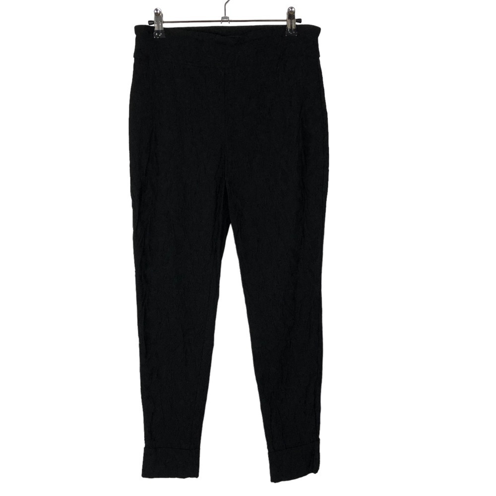 Versona Contemporary Black Floral Textured Ankle Crop Pants 6
